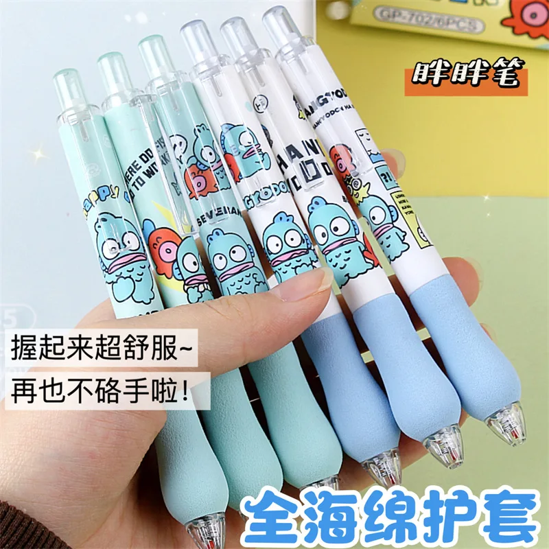 6PCS Set Funny Kawaii Sanrio Hangyodon 0.5 MM ST Quick Drying Gel Pen Note Examination Study Stationery Students Prize Gift