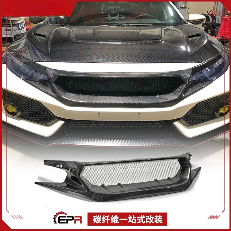 Suitable Type R FK8 JS Racing-Style Front Bumper Grille (Carbon Fiber)