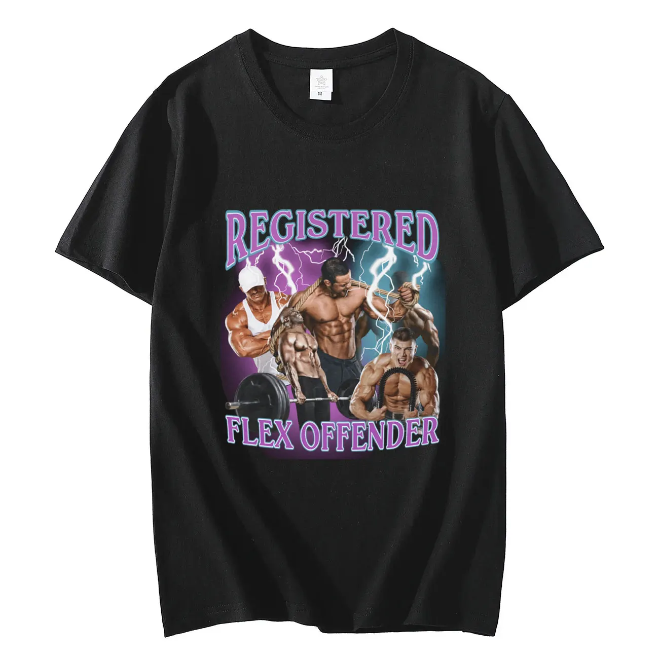 Registrierte Flex Täter lustige Bodybuilder Workout Gym Meme Grafik T-Shirt Männer Mode Übung T-Shirt lässig Vintage T-Shirts