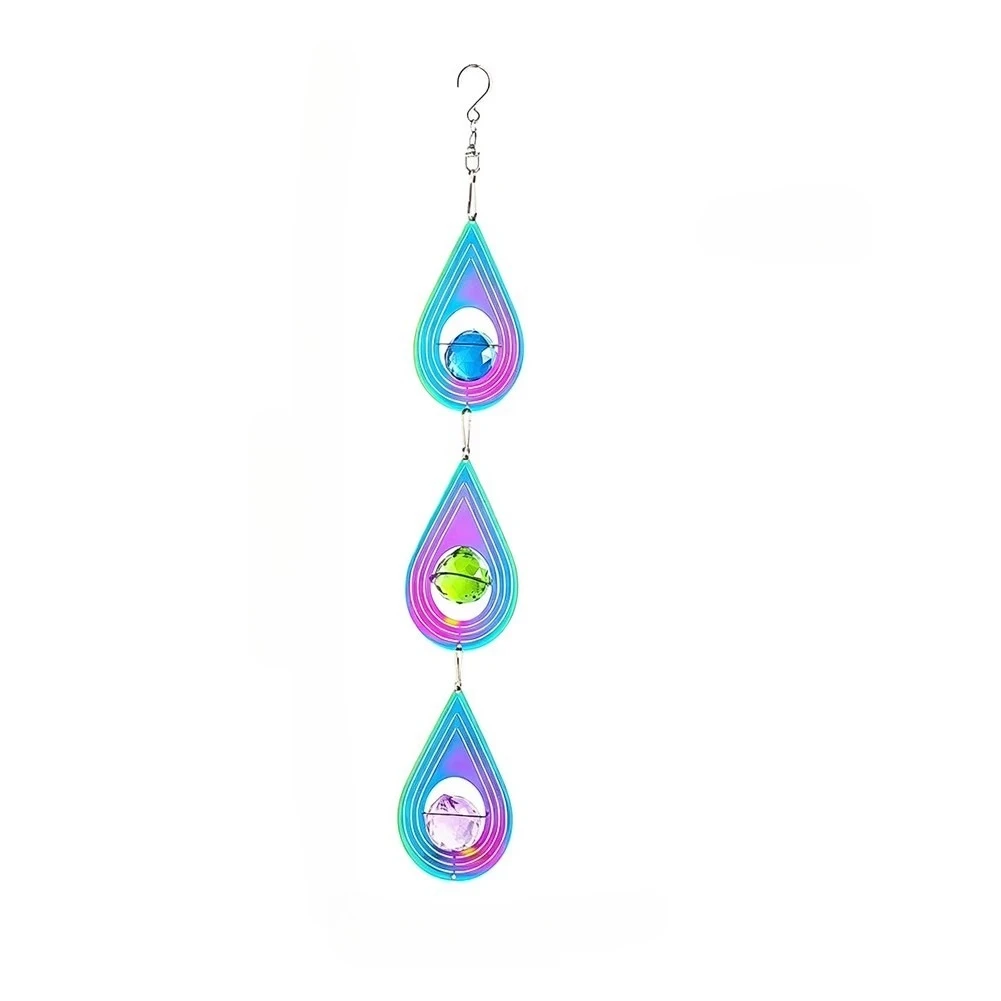 Illusion Drop Wind Spinner Suncatcher Crystal Prism Gazing Ball Tail Eye-catching Hanging Rainbow Window Garden Pendant Decor
