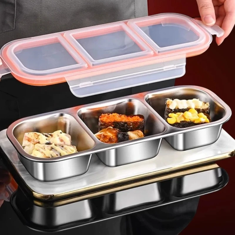 Lonchera de Acero Inoxidable 304 con Compartimentos, para Comidas Ligeras