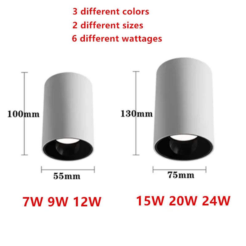 سطح شنت المضادة للوهج LED النازل AC110V-230V عكس الضوء 7W9W12W15W20W24W COB الأضواء مصباح السقف CRI98 lndoor الإضاءة