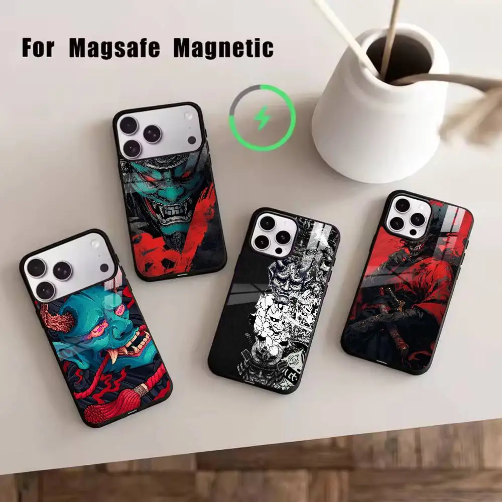 

Hannya Mask Phone Case For iPhone17,16,15,14,13,12,11 Plus,Pro Magnetic with Magsafe Wireless Charging