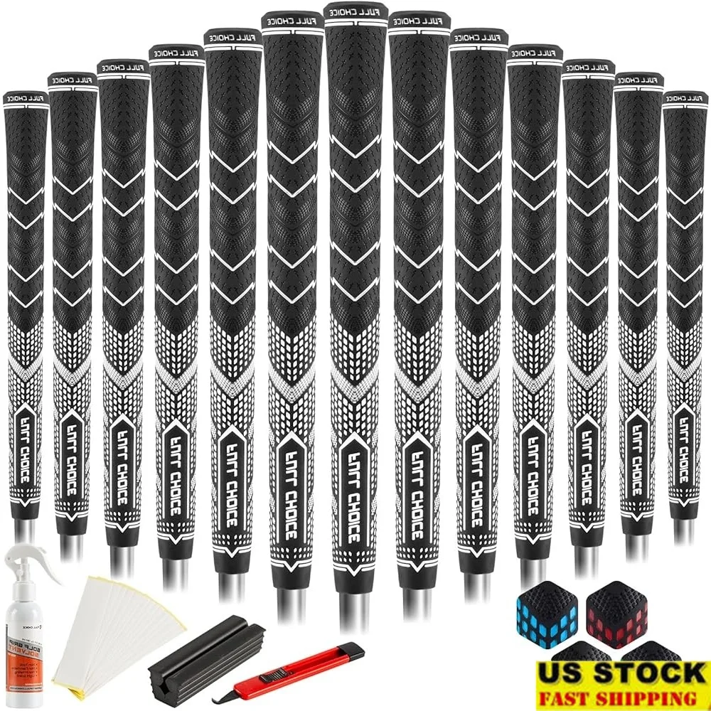 

High Traction Non-Slip Golf Grips 13 Pack Advanced Texture Low Taper Control Rubber Material All Weather Regripping Kit