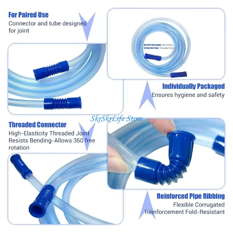 E65E 10Pcs 80Inch Long Clear Plastic Suction Tubing With 8Mm Interfaces Suction Extension Tubes For Fluid Flowing Monitoring