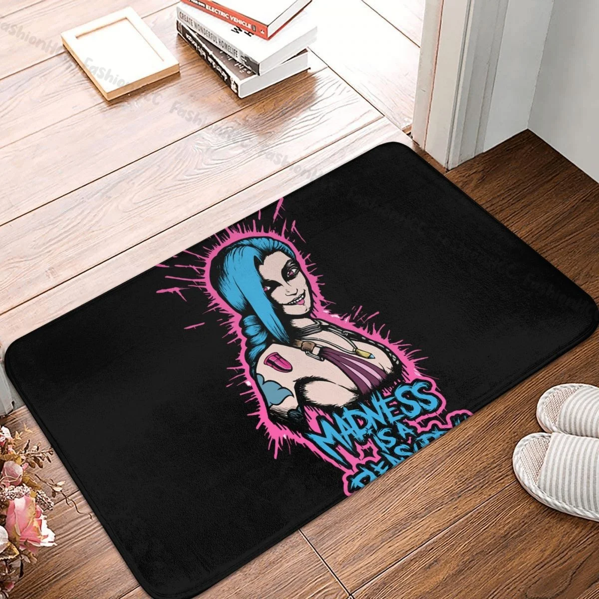 Arcane League of Legends Animated Non-slip Doormat Jinx Madness Bath Kitchen Mat Welcome Carpet Home Pattern Decor