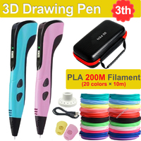 New 3D Pen 3D Printing Pen for Children 1.75mm PLA Filament DIY Drawing Birthday Christmas Gifts for Kids with Travel Case