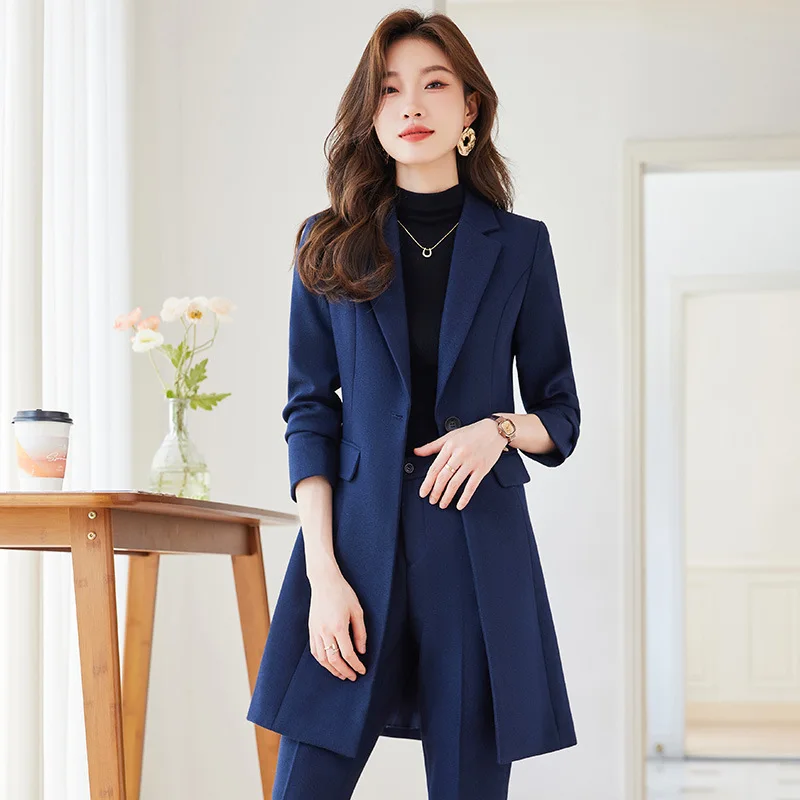 

High-end Trench Coat Women Autumn Winter British Style Fashion Professional Mid Long Blazers Ladies Suit Female Windbreakers
