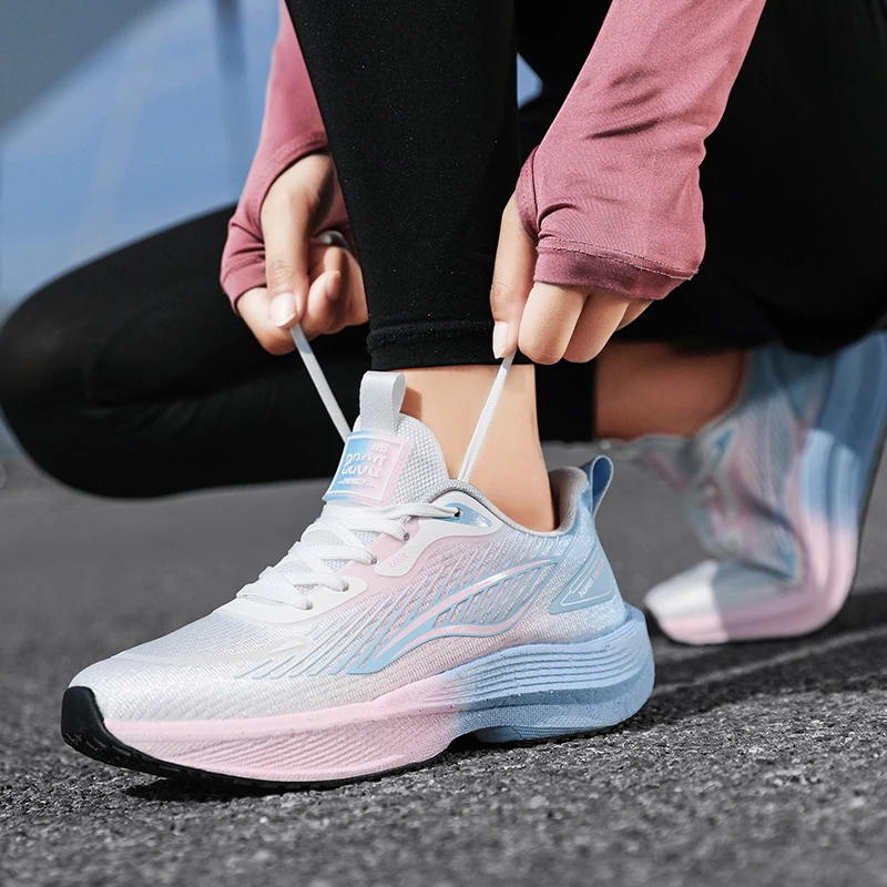 أحذية رياضية وترفيهية، أحذية رجالية، أحذية ماراثون كبيرة الحجم مبطنة بالهواء، مطاط منسوج لجميع المواسم، مقاومة للاهتراء، مضادة #2