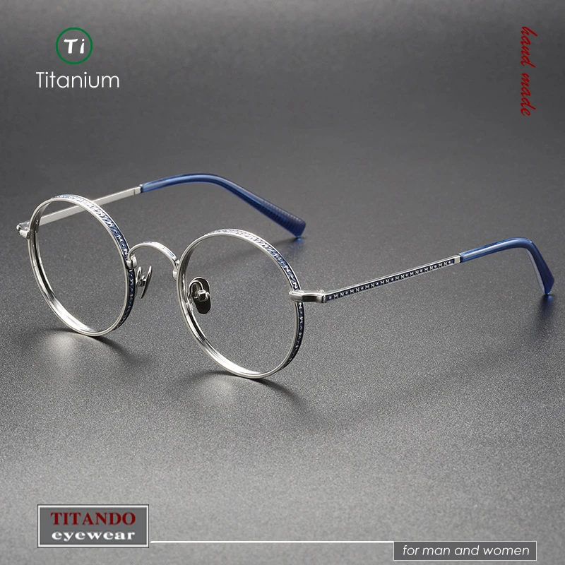 Japanese Vintage Round Frame  Pure Titanium Lettering Ring Literary Men Women optical eyeglasses Matsuda Same Design M3100