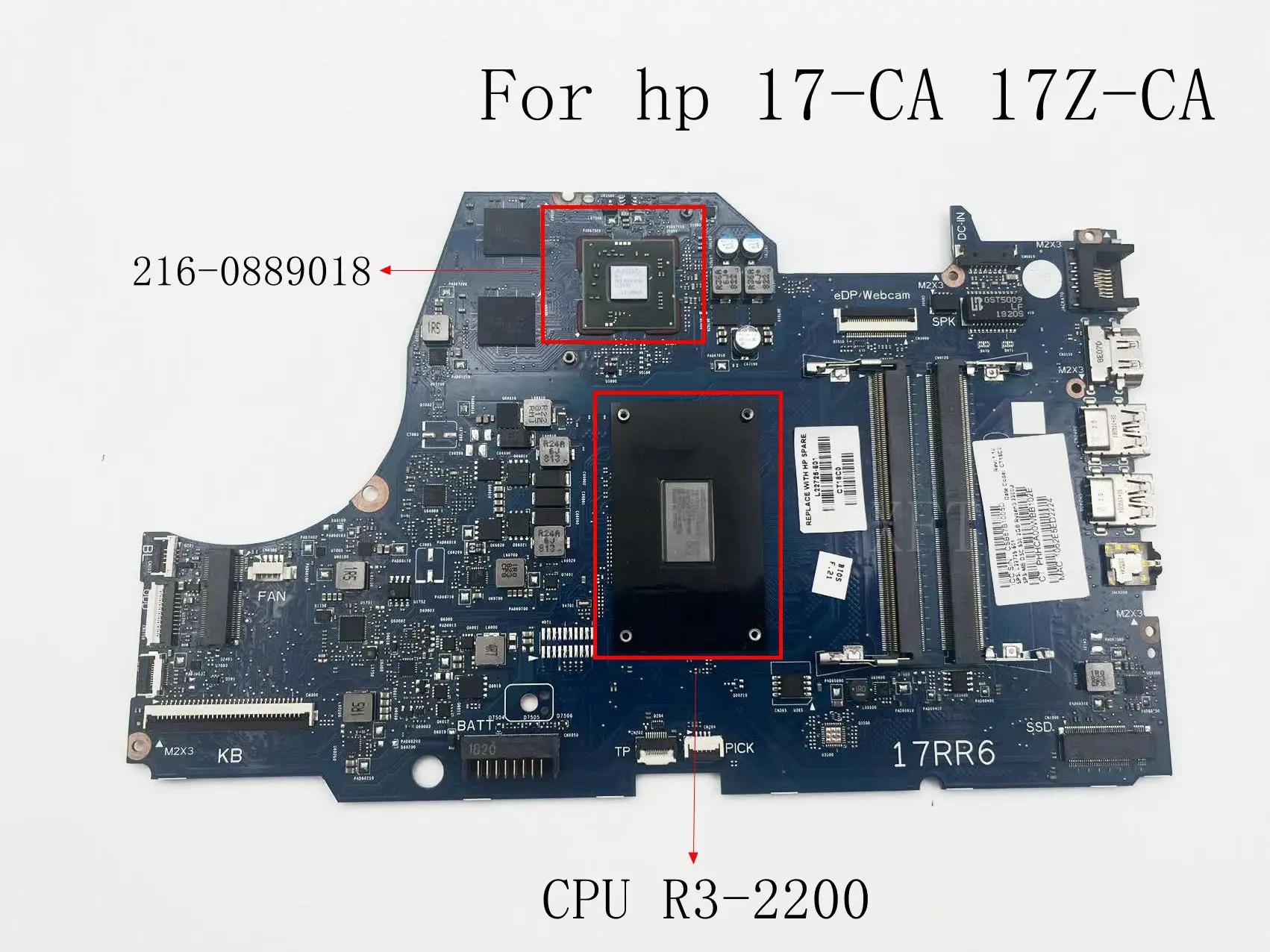 

For HP 17-CA 17Z-CA Notebook Motherboard DDR4 Rrzen3 2300CPU L22725-601 DUMBLED0-6050A2983001-MB-A01(A1) 100%Test Works Properly