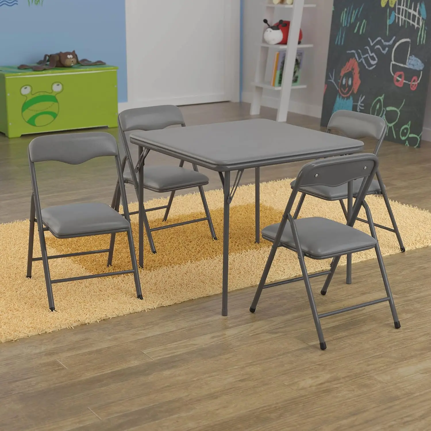 Mindy Kids 5-Piece set Folding Square Table and Chairs Set for Daycare and Classrooms,Children's Activity Table and Chairs Set