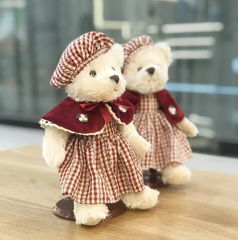 

1PCS 25CM cute teddy bear wearing a skirt plush stuffed toys dolls birthday Gifts for Kids Teddy Bear With Cloth Plush Toys