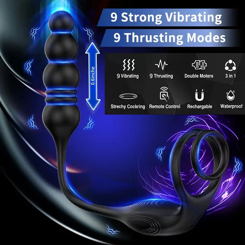 Prostate Massager Anal Vibrator Vibrating Cock Ring Anal Plug Sex Toys P Spot Massager Male Sex Toys for Gay Men Semen Lock Ring view 4