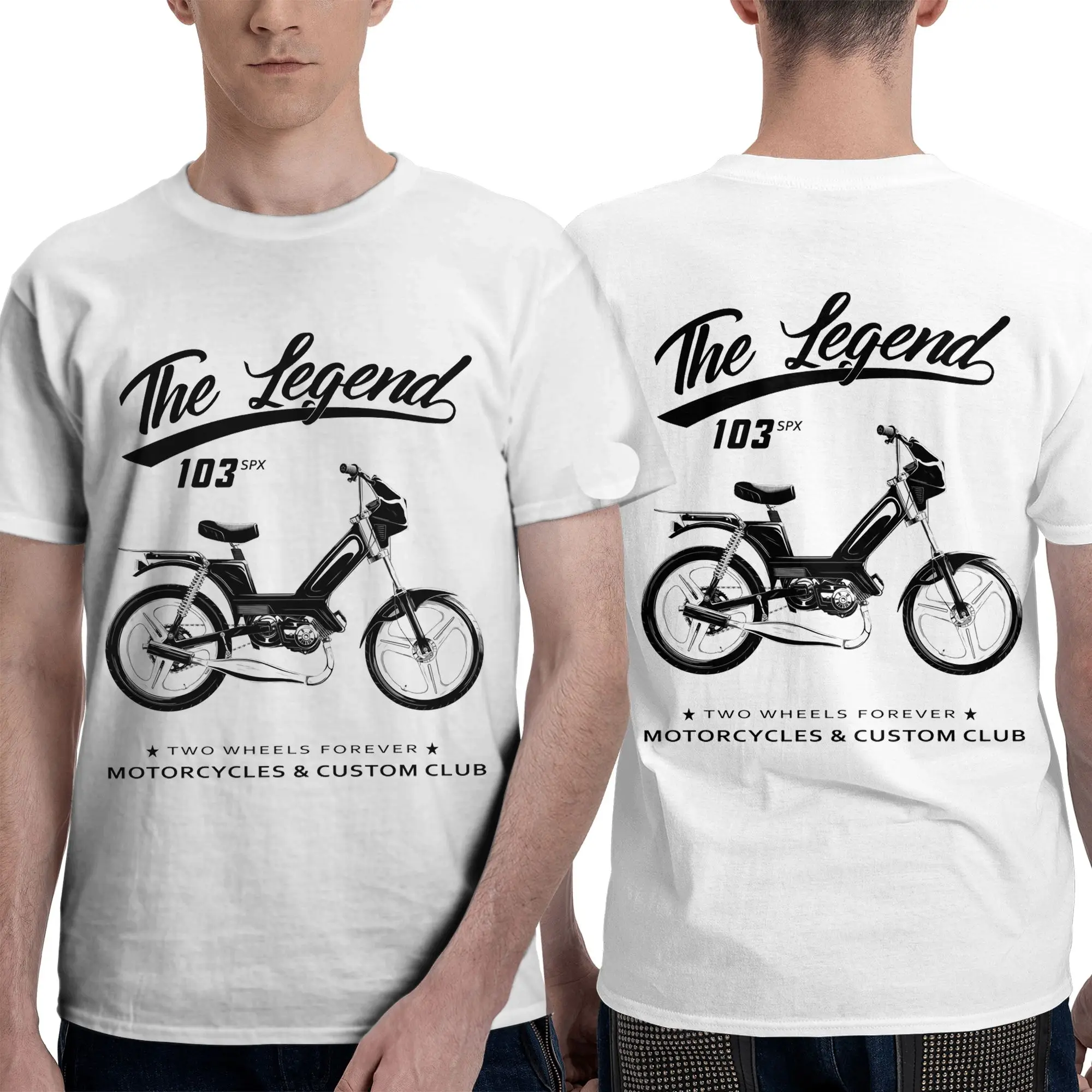 Moped 103 SPX Men T-Shirt Double Sided Plus Size T Shirts Men's Round Neck Cotton Tees Short Summer Male