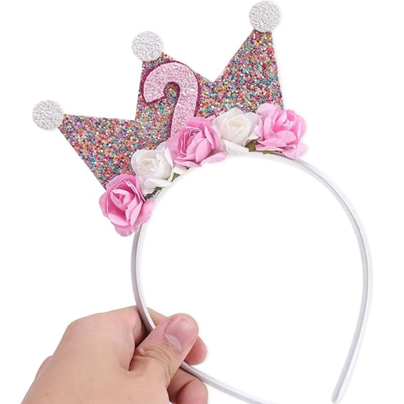 Blingbling Headbands تألق عيد ميلاد الطفل Hairband مع الورد