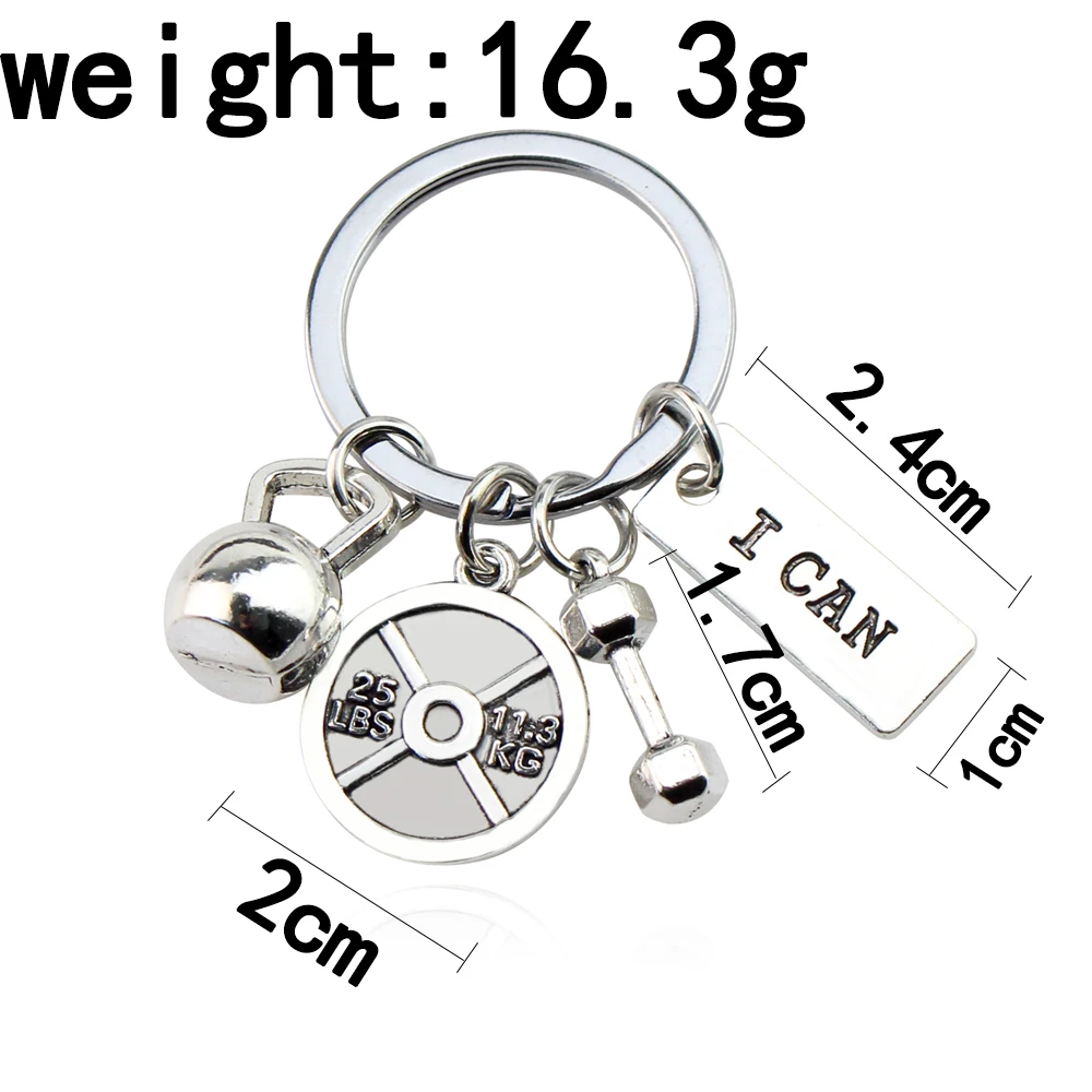 Strength Sports Barbell Dumbbell Charm Weight Fitness With Words Gym Crossfit Gifts Keyring Keychain Car Key Rings For Men Gift