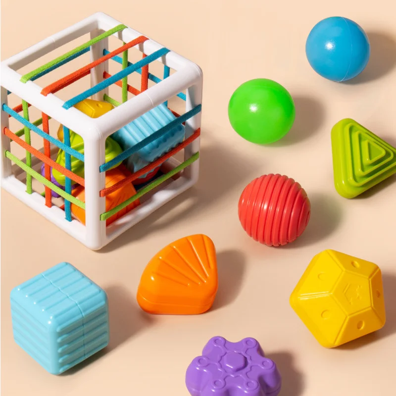 Montessori Kleurrijke Vorm Blokken Sorteren Game Baby Motor Vaardigheid Tactile Leren Educatief Speelgoed Voor Kinderen Bebe Geboorte Gift