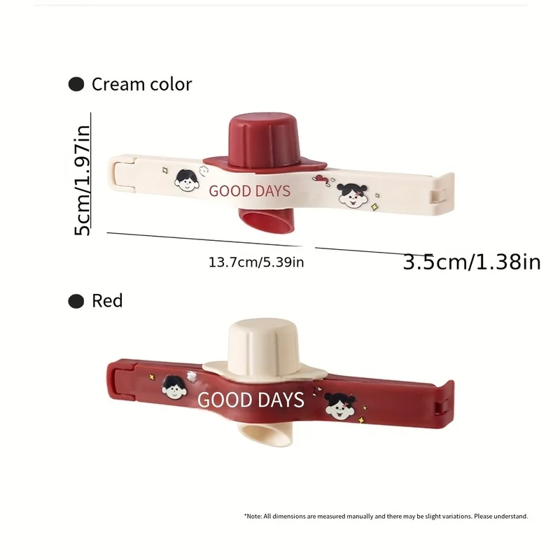 2Pcs Colorful Cartoon Food Sealing Clips Precise Seal Multifunctional Kitchen Snack Spice Bag Preservation Clamp Household Stora