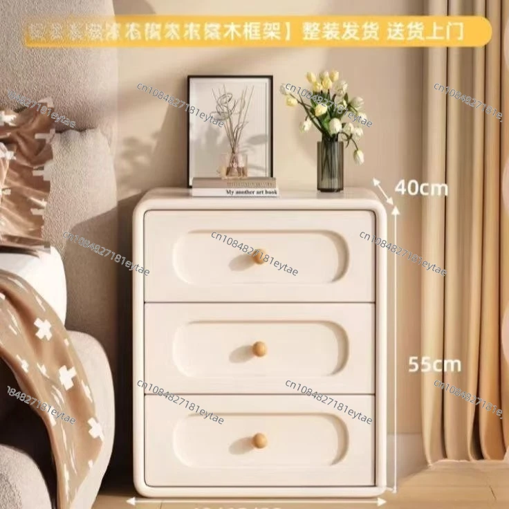 Cream, bedside table, three pumps, simple, new, leather, light luxury, household