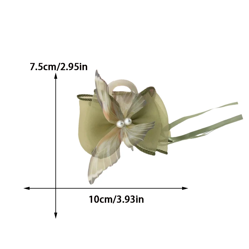 Mesh Butterfly Hair Clip for Woman Sweet Tassel Ribbon Shark Clip Cute Girl Back of The Head Hair Clamp