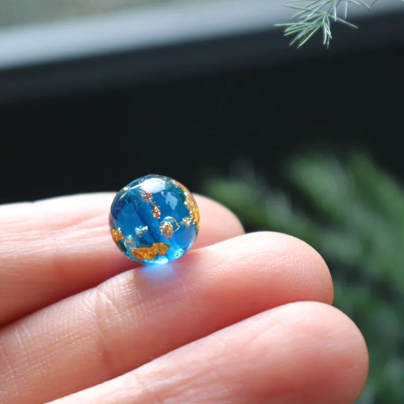 10 قطعة 8 10 مللي متر 12 مللي متر غرامة Lampwork الخرز اليدوية المحيط الأزرق اللون مع الذهب احباط للمجوهرات سوار قلادة القرط صنع DIY بها بنفسك