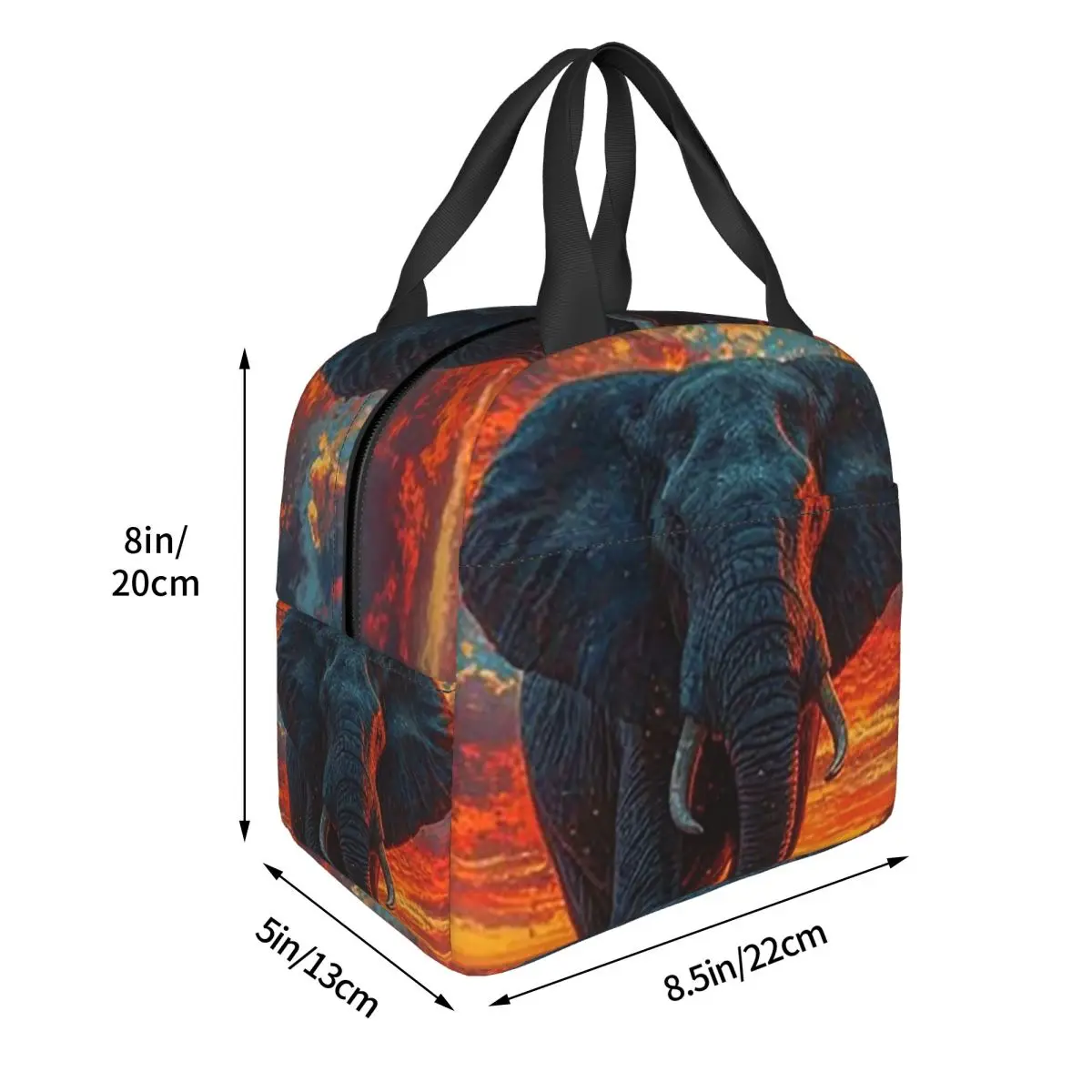 Elephant In The Field Insulated Lunch Bag for Women Children Portable Food Boxes Thermal Lunch Box Tote