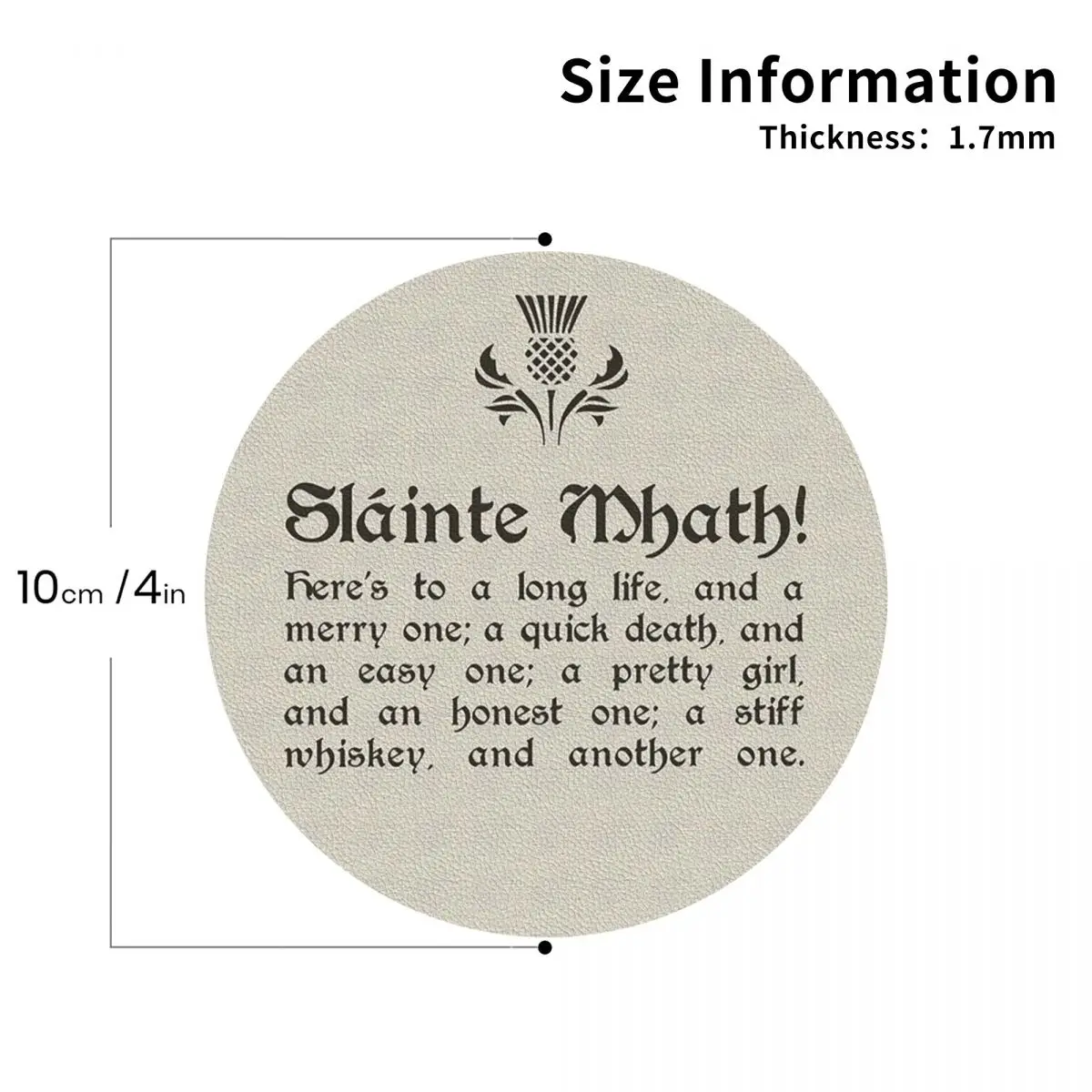 Slainte Mhath - Scottish Toast With Thistl Coasters PVC Leather Placemats Non-slip Coffee Mats for Home Dining Pads Set of 6