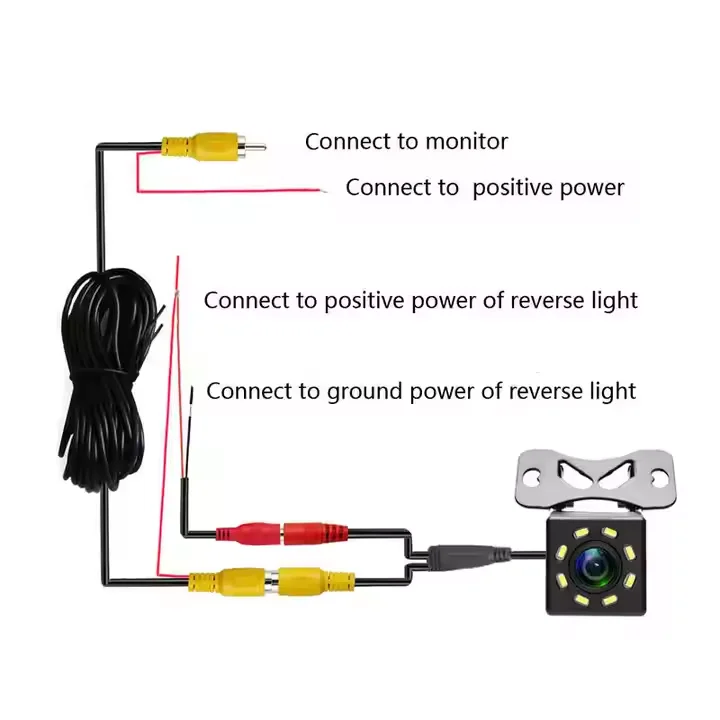 Telecamera di backup per auto con visione notturna a 12 LED Telecamera per retromarcia per auto impermeabile da 170 gradi Telecamera per retromarcia AHD CCD