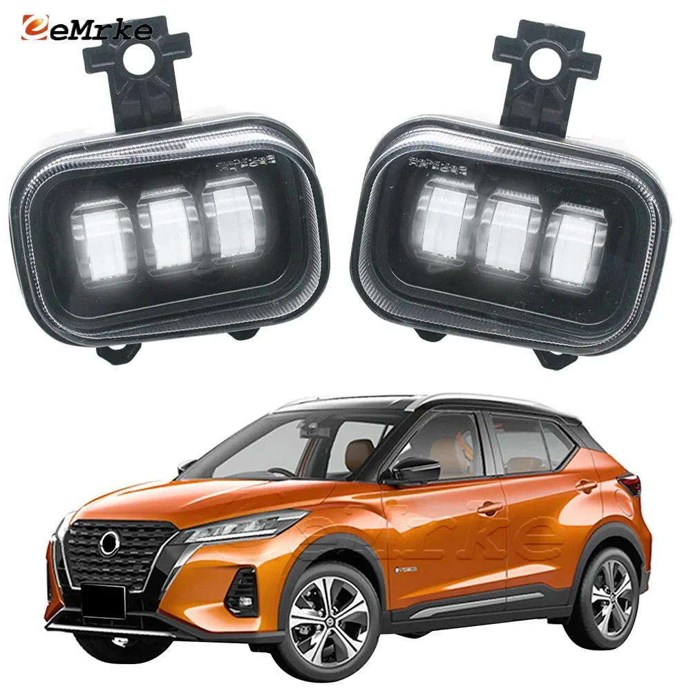 Car Led Fog Lamp Assembly for Nissan Kicks P15 Facelift / Kicks e-Power 2020-2023 Front Lights w/ Lens DRL 20W 12V White Yellow