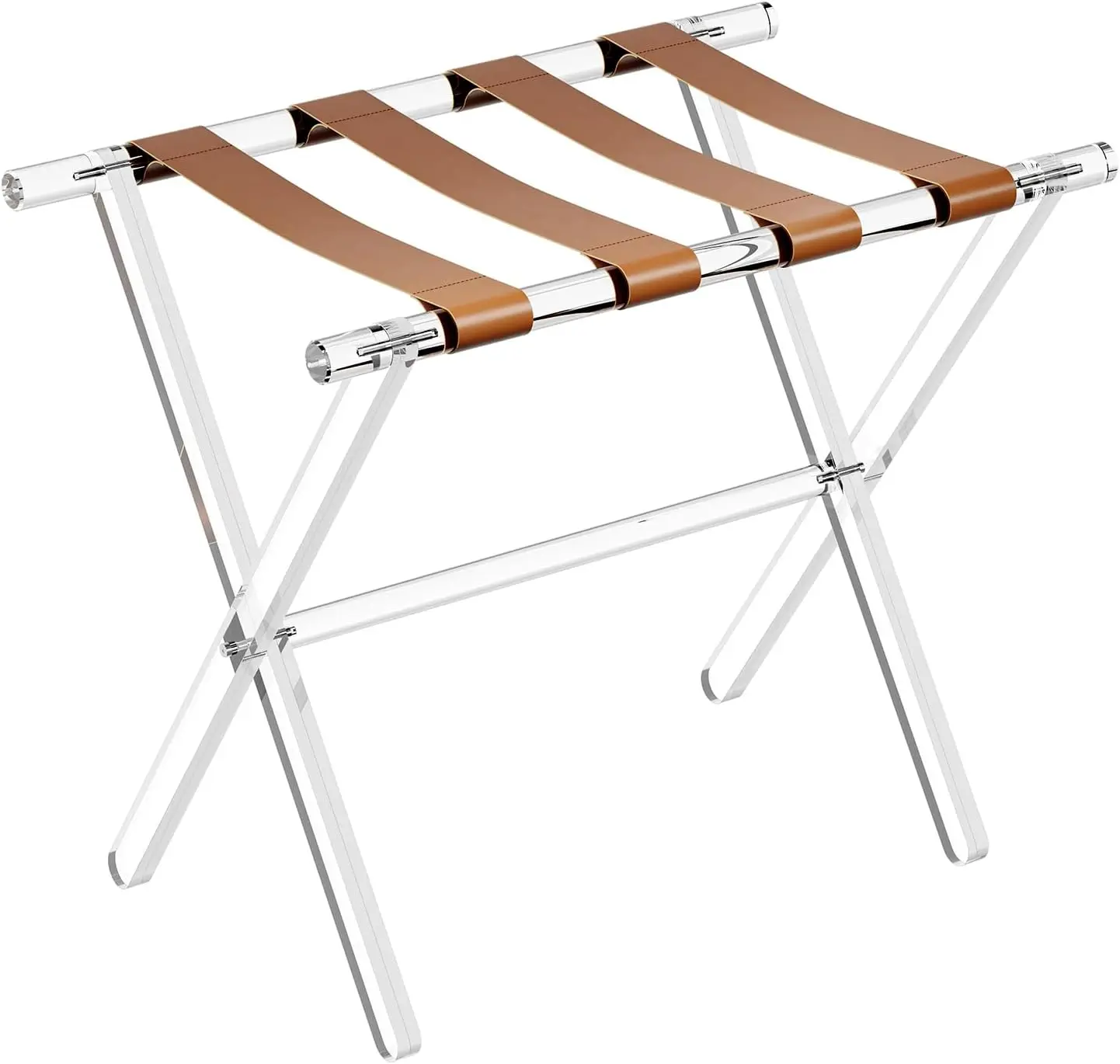 

Foldable Suitcase Stand with Leather Straps - Heavy-Duty Luggage Rack for Bedroom, Living Room & Hotel, Holds 50-100 lb
