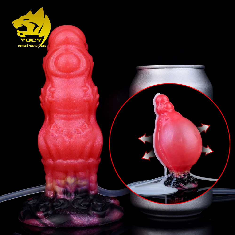 YOCY الخيال الأحمر الوحش الشرج المكونات نفخ Pudgy القذف لعبة الجنس للنساء الرجال مع كوب شفط قوي اللعب حر اليدين