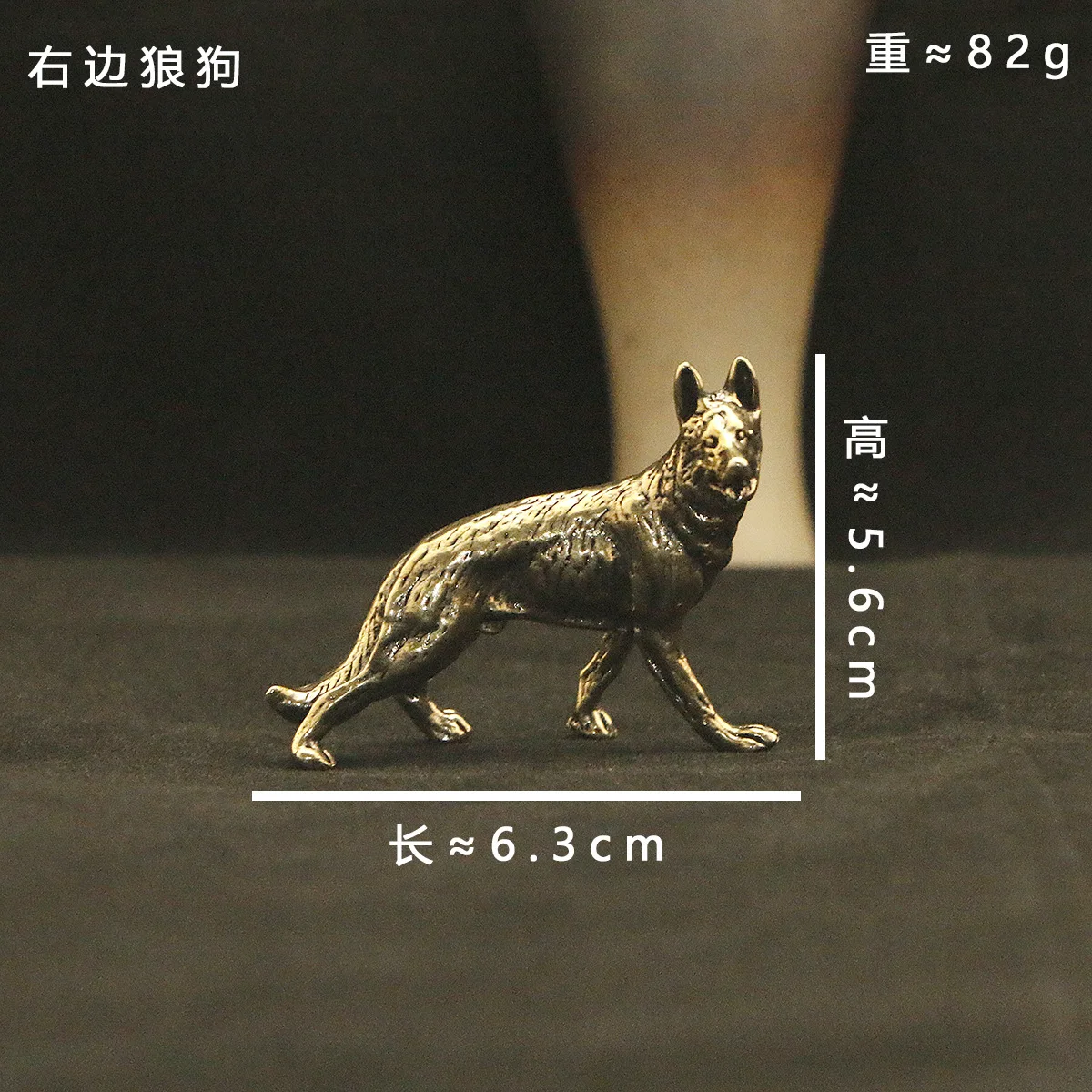 2pcs brass wolf dog ornaments for prosperity and wealth, zodiac dog desktop decoration ornaments, handicrafts, retro copperware - view 6