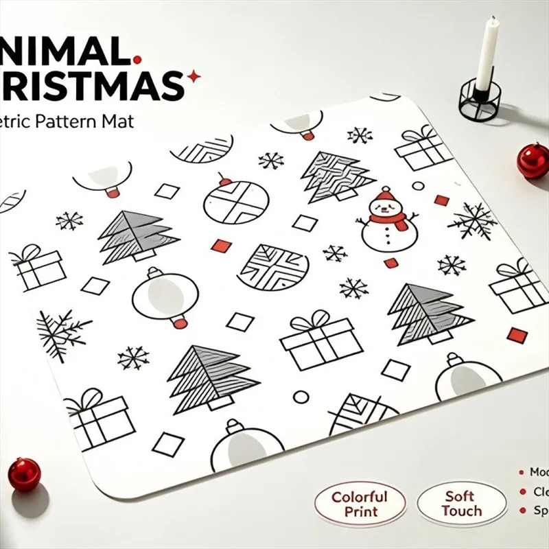 VIKAMA Diatomite Drying Mat Super Absorbent Quick Dry Non-Slip Kitchen Counter Snowflake Winter Frost Decor