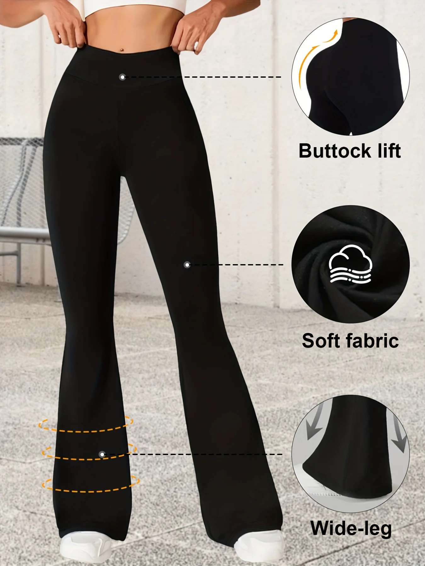 Pantalon de Yoga à la mode pour femmes, printemps fin, élastique taille haute, noir pur, adapté aux sports décontractés