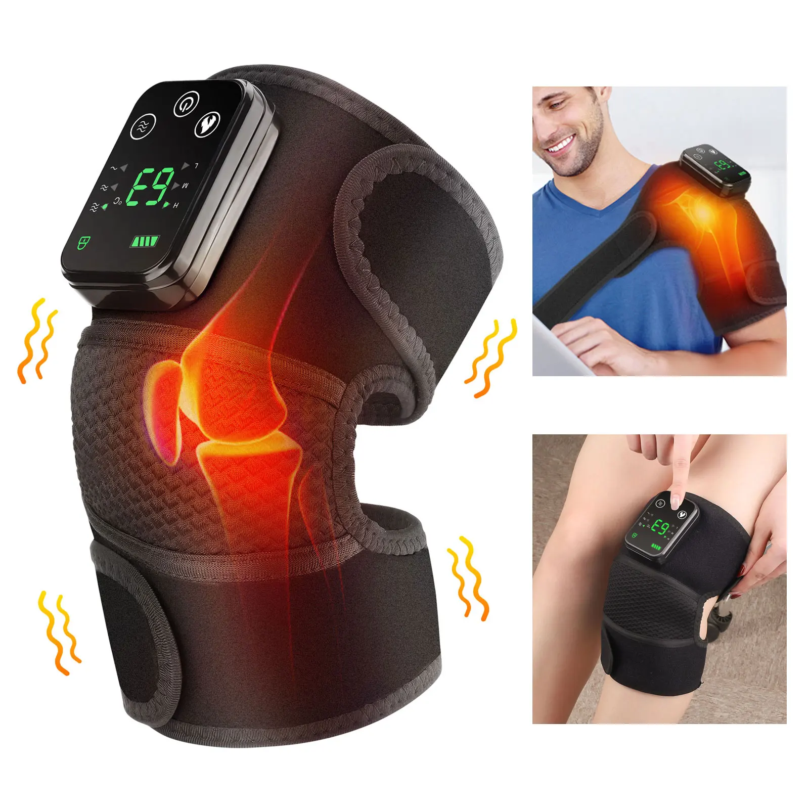 

3 IN 1 Knee Shoulder Pad Vibration Massage Heating Therapy Machine for Shoulder Knee Elbow Calf Pain Relief
