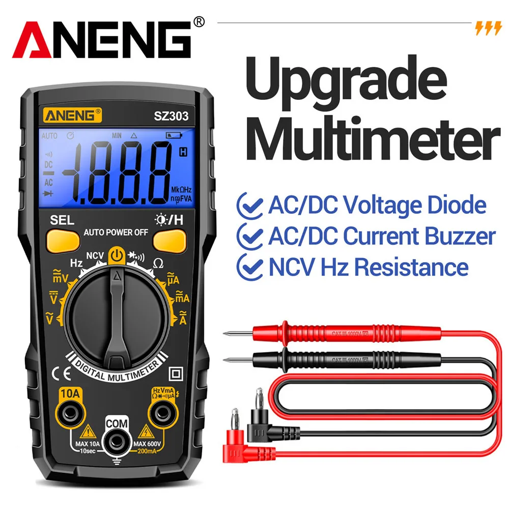 ANENG SZ303 Smart Digital  Multimeter 1999 Count Professional AC/DC Voltage Current Electrical Data Retention Test Tools