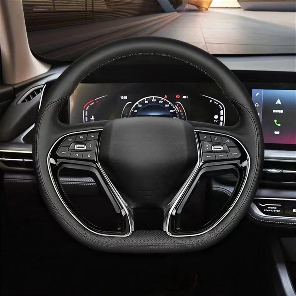 Customization DIY Black Breathable Microfiber Leather Leather Car Interior Accessories Steering Wheel Cover For Changan CS75plus