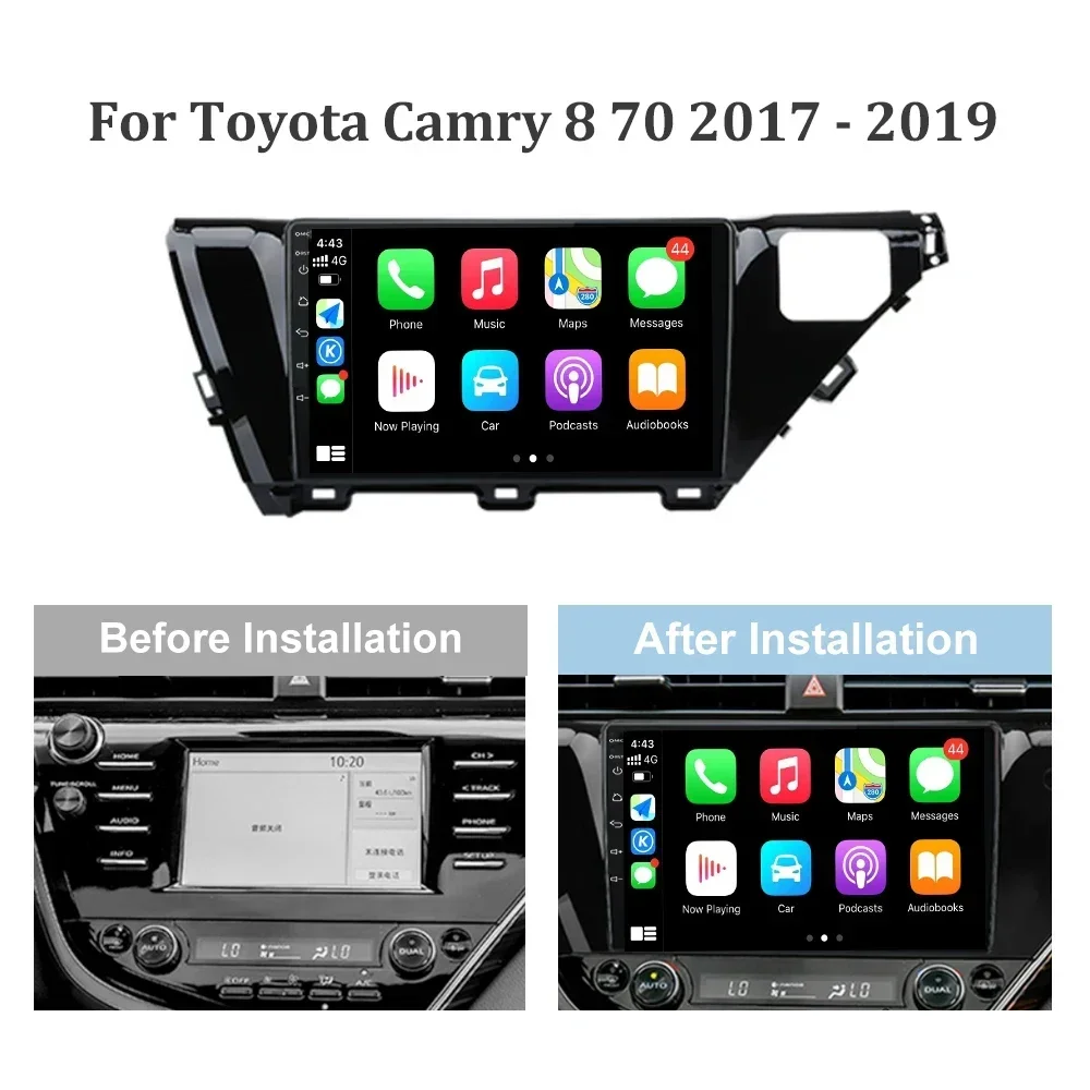 Auto Radio Multimedia Navigation 4G GPS Android 14 Car Screen For Toyota Camry 8 70 2017-2019 Wireless Carplay Stereo Head Unit