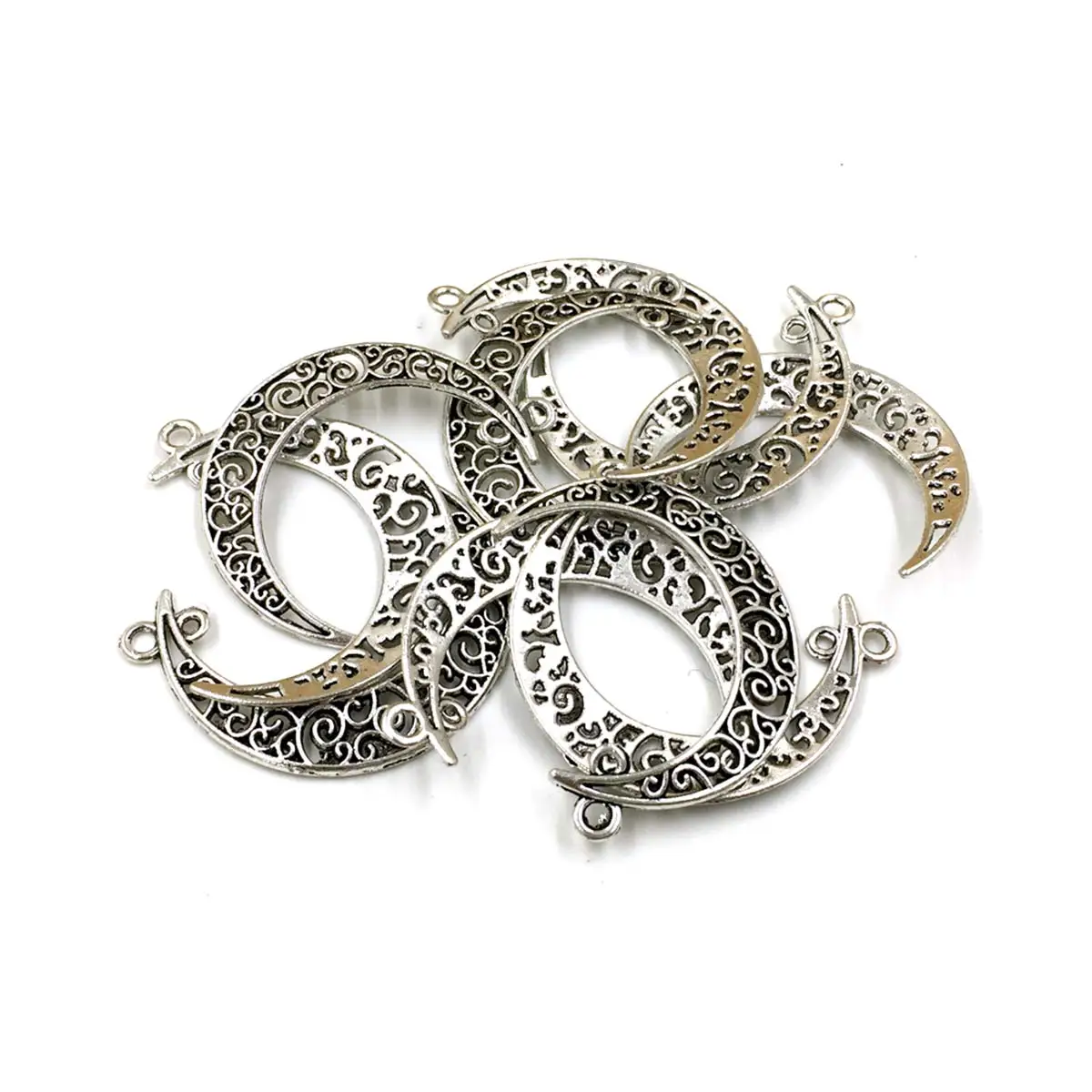 

50PCS Multicolor Hollow Crescent Moon Charm Pendants 40x30mm DIY Necklace Dangle Jewelry Crafts Supplies Handmade Findings