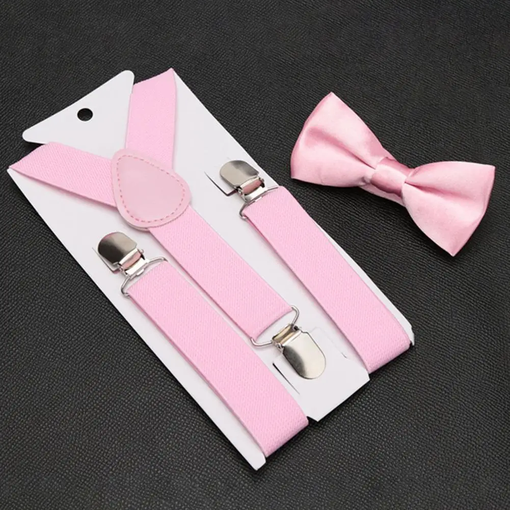 Crianças arco suspender cinto suspensórios elásticos gravata conjunto combinando smoking terno menino menina bowtie casamento ajustável y-back cinta cinto