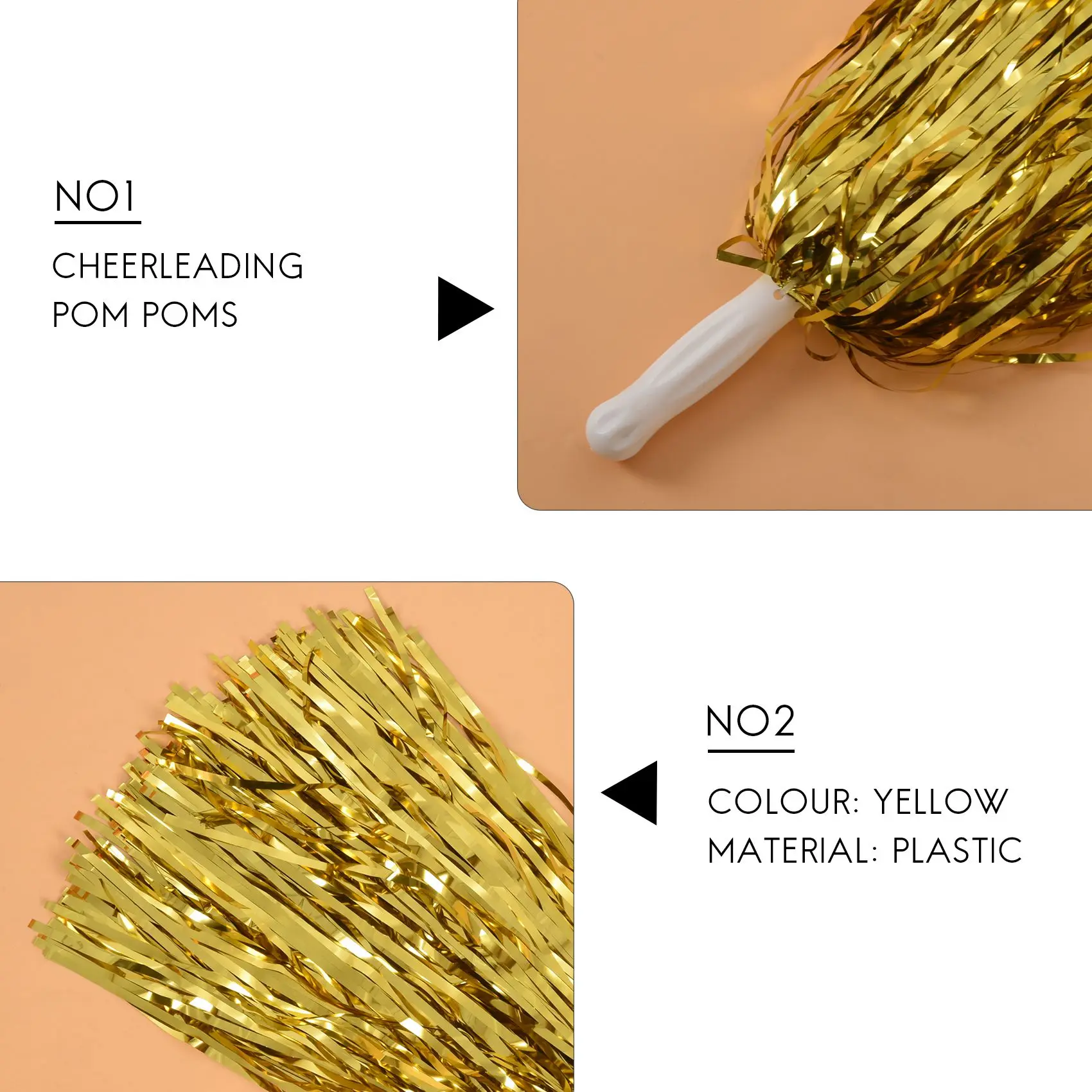 

Лидер продаж! 24 шт., помпоны для черлидинга, помпоны из металлической фольги с пластиковой ручкой для взрослых и детей, вечерние болельщики