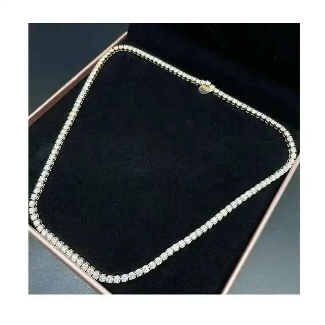 

Arrival 5mm Tennis Chain Vvs Moissanite Diamond Stubbed 925 Sterling Silver| Gold Plated at Low Price
