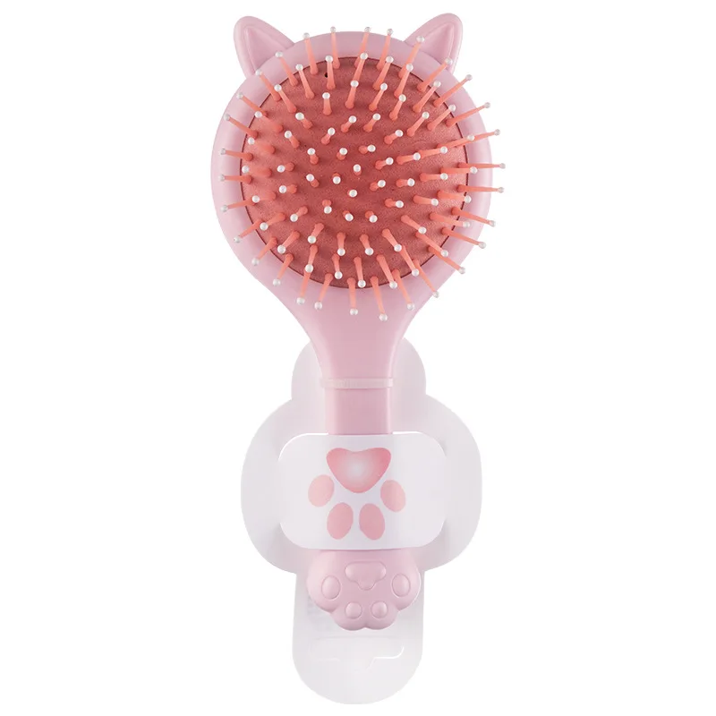 Mini Cat Ear Massage Airbag Hair Brush With Makeup Mirror Cartoon Hairdressing Comb For Girls