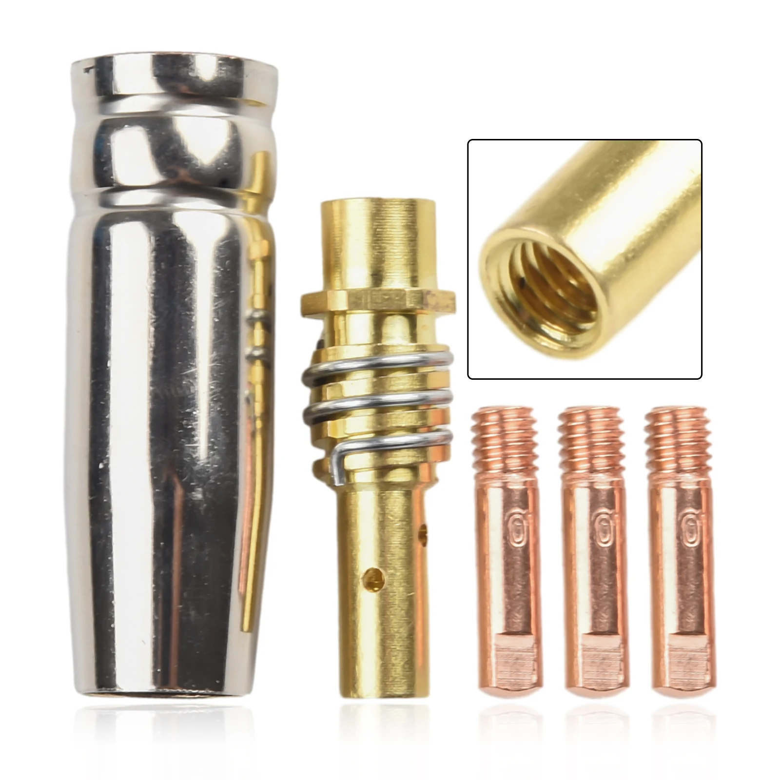 

5pcs/set MIG Welding MB15 15AK Contact Tip 0.6/0.8/0.9/1.0/1.2mm Mig Contact Tip Consumables Torch Gas Nozzle Tip Welding Tools