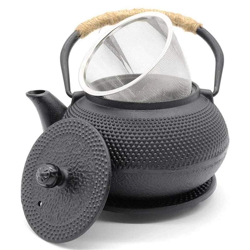 600/800/1200ML Cast Iron Teapot Japanese Iron Tea Pot with Stainless Steel Infuser Tea Kettle for Boiling Water Oolong Tea