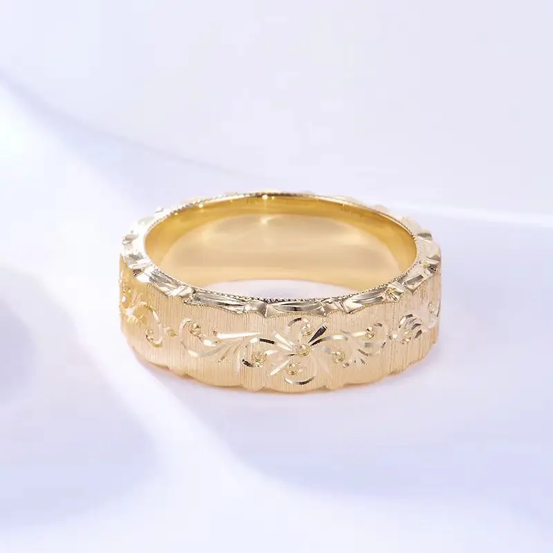 Custom Designer Handcrafted Engraved Flower Style S925 Sterling Silver Men\'s & Women\'s Couple Rings Engraved Wedding & Engagemen