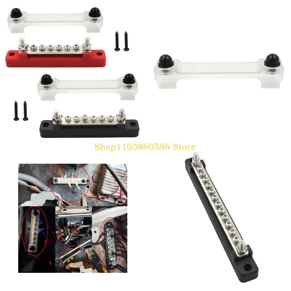 

242A Terminal Bus Bar Ground Power Distribution Terminal Block Bus Bar with Cover for Auto Marine Car Pickup Trailer RV Boat