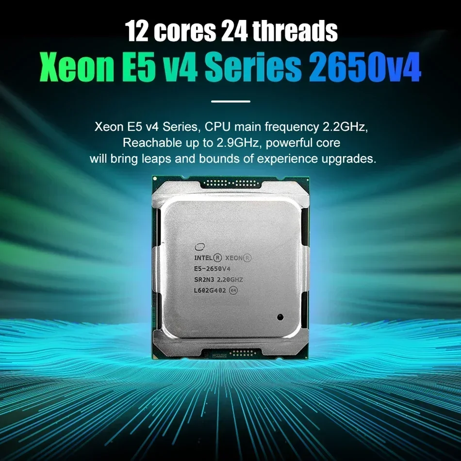 Used Original Intel Xeon E5 2650 V4 E5-2650V4 Processor SR2N3 2.2GHz Twelve Nuclei 30M LGA 2011-3 CPU