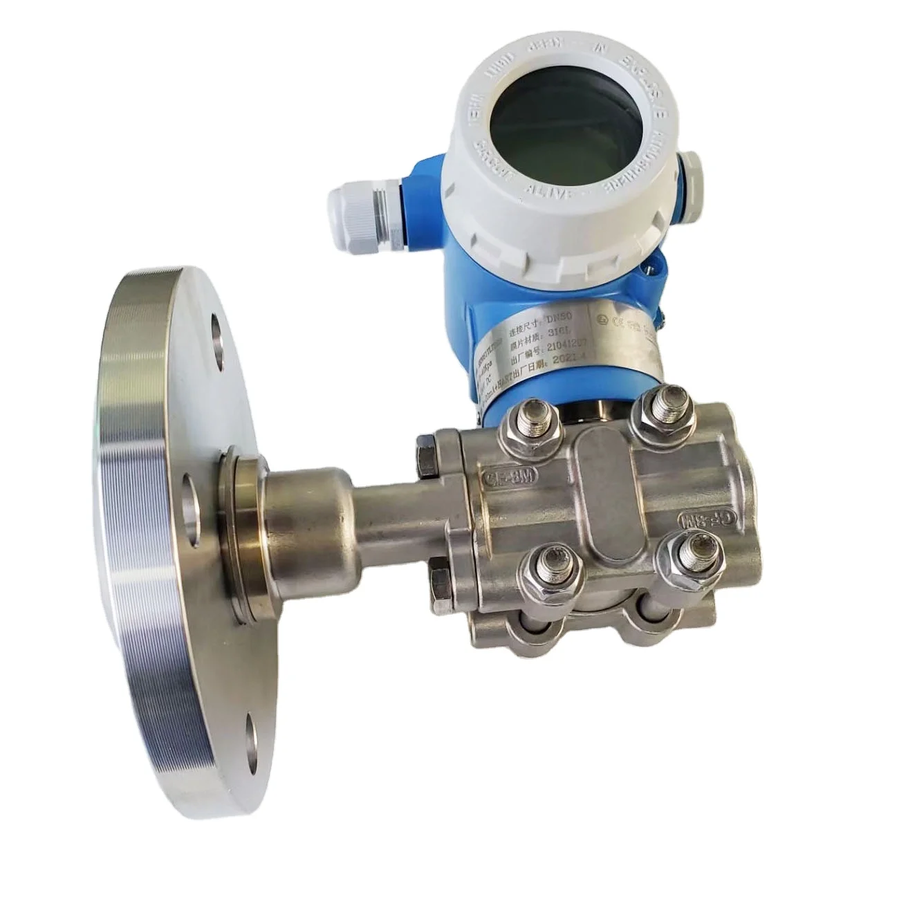 Single Flange Diaphragm Pressure Sensor High Precision Smart Diaphragm Acid-base 3351 4-20mA Transmitter Hart LCD Indicator